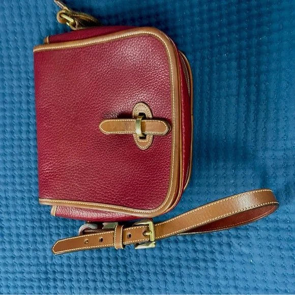 Dooney & Bourke Red and Brown Crossbody Bag with Saddle Shape - Picture 5 of 8